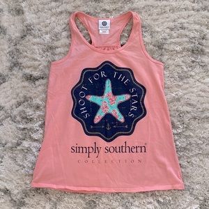 Simply Southern Pink Tank Top with Starfish Design